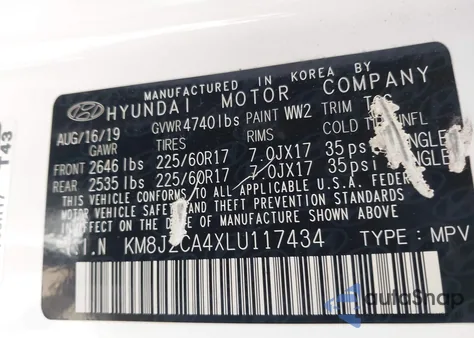 2020 Hyundai Tucson Se из США, поврежденный, VIN KM8J2CA4XLU117434